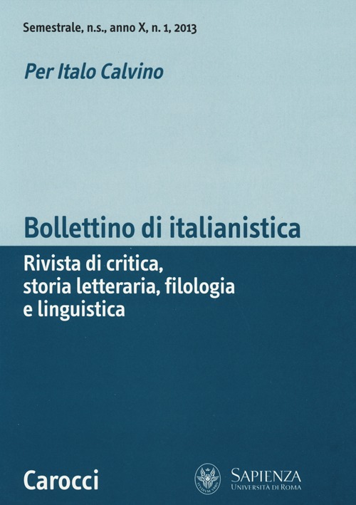 Bollettino di italianistica. Rivista di critica, storia letteraria, filologia e linguistica. Vol. 1