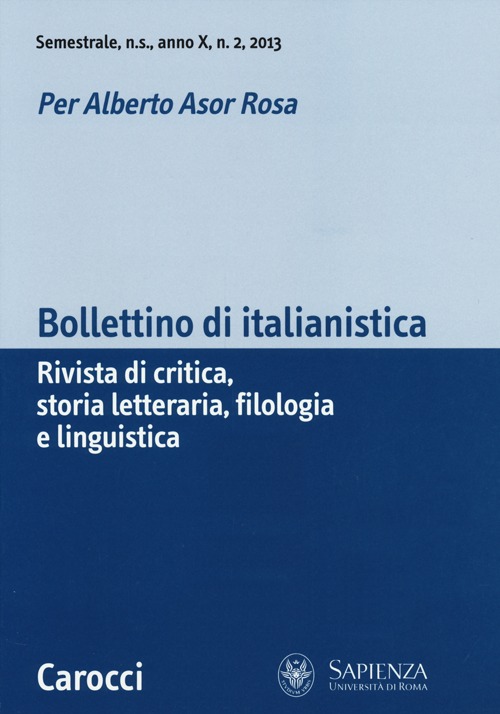 Bollettino di italianistica. Rivista di critica, storia letteraria, filologia e linguistica. Vol. 2