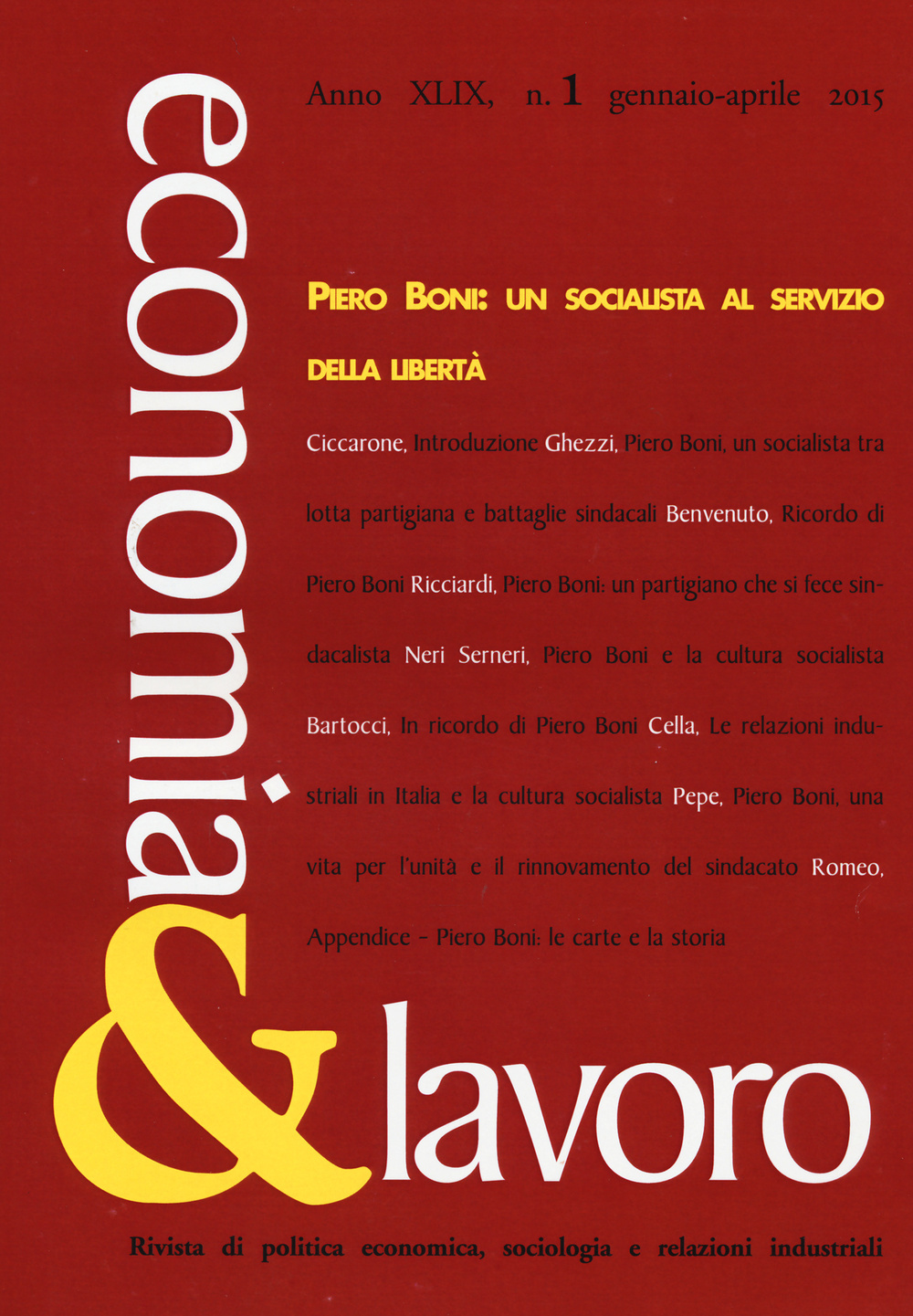 Economia & lavoro. Vol. 1