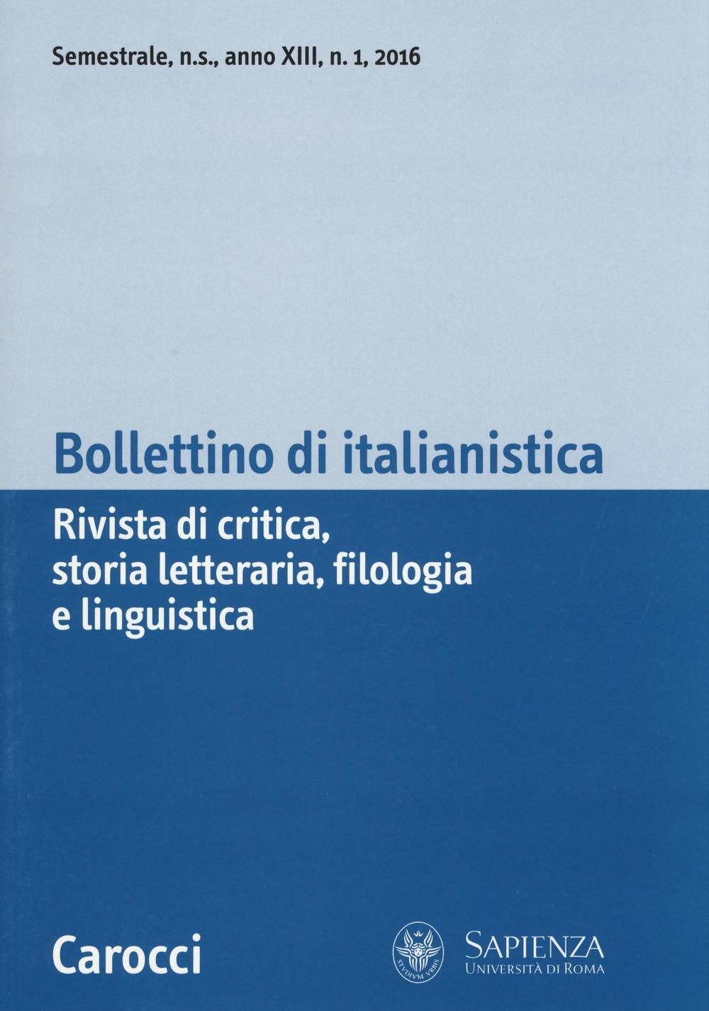 Bollettino di Italianistica. Vol. 1