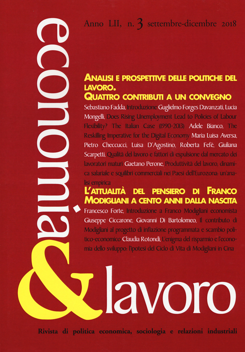 Economia & lavoro. Vol. 3: Settembre-dicembre