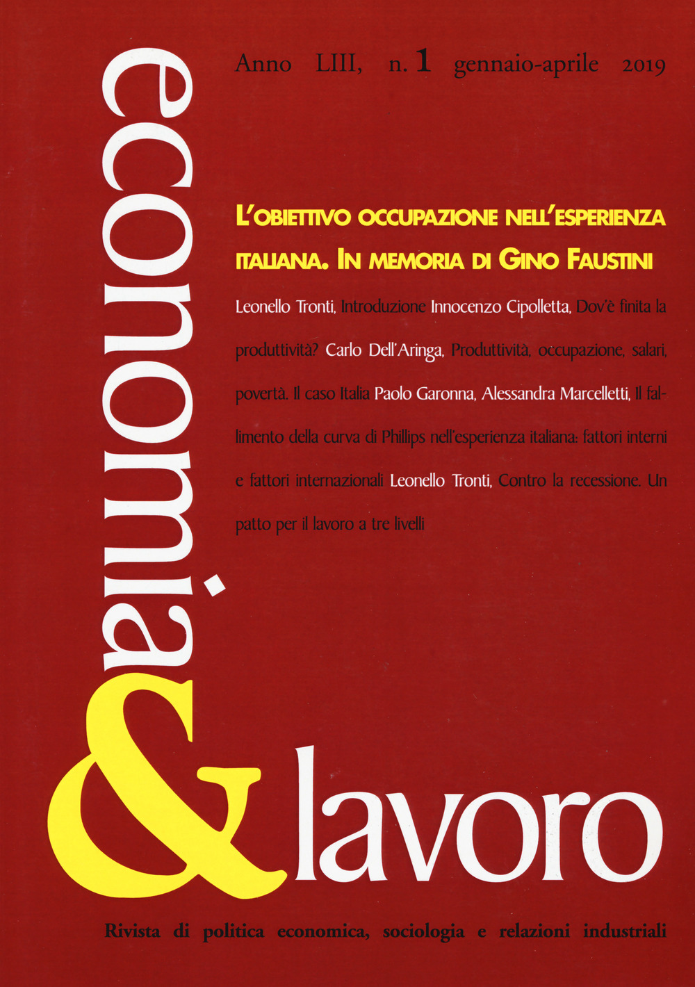 Economia & lavoro. Vol. 1