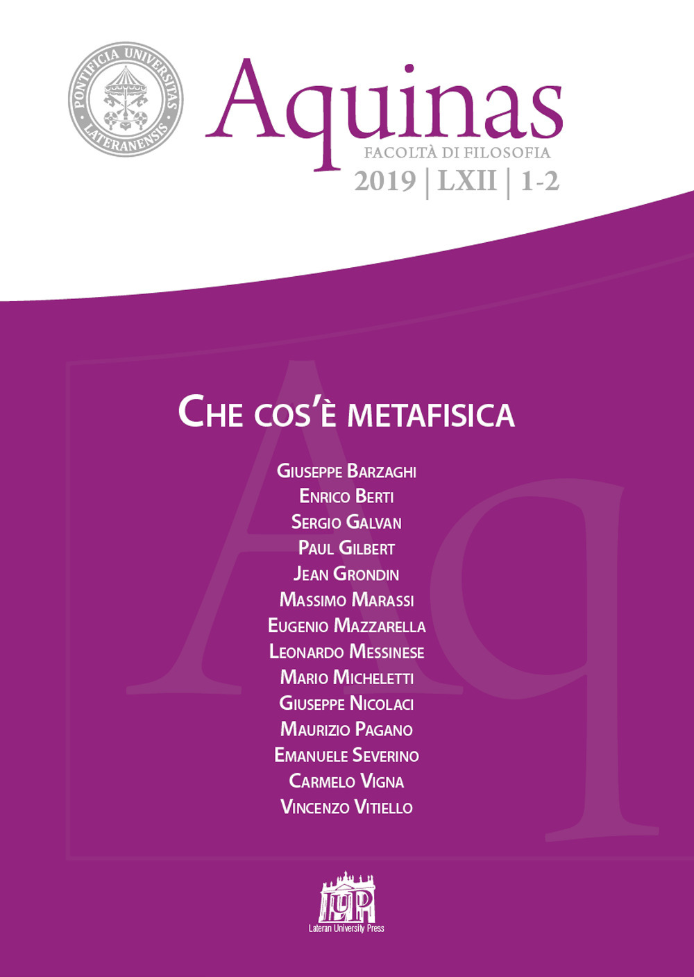 Aquinas. Rivista internazionale di filosofia. Vol. 1-2: Che cos'è metafisica