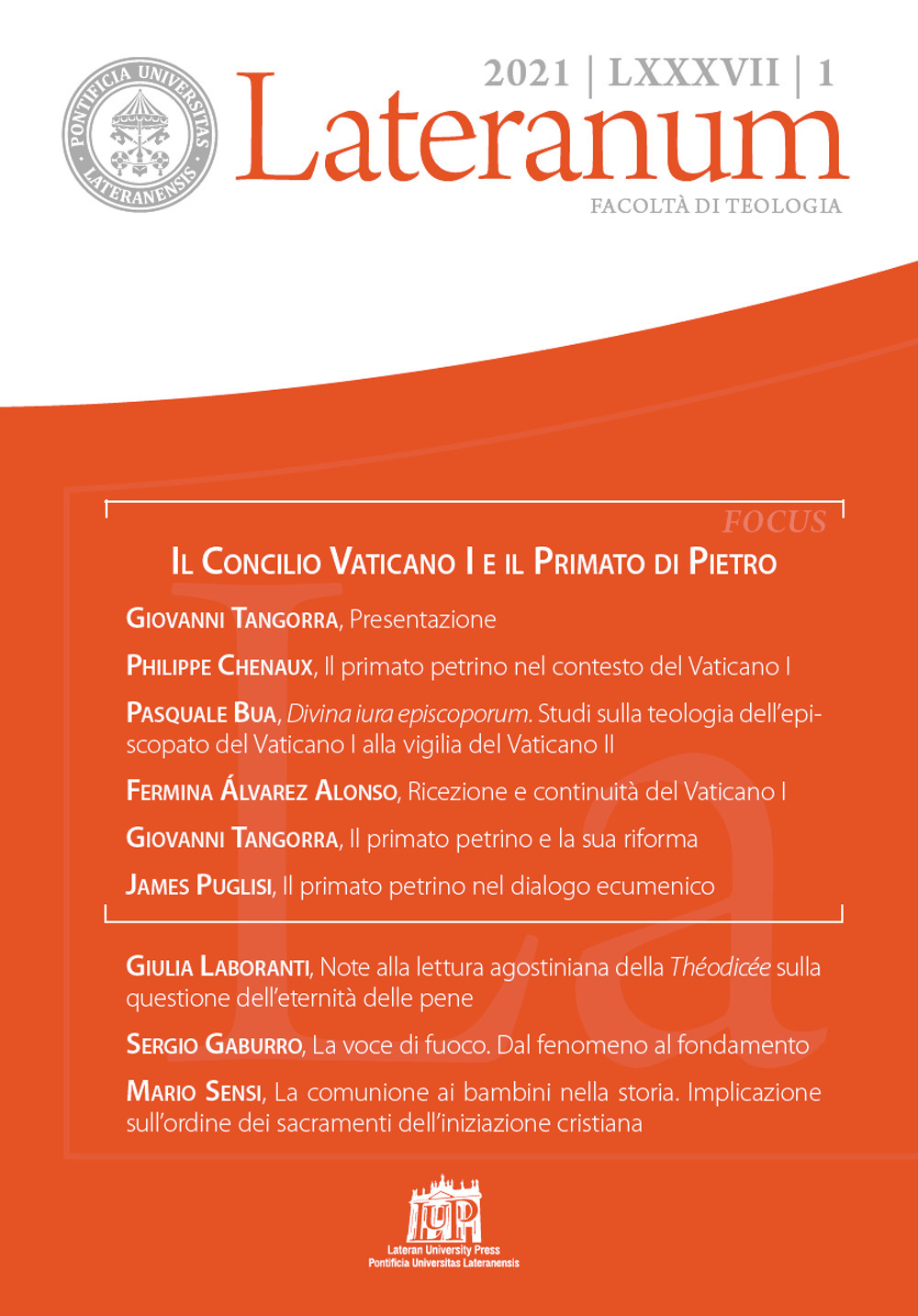 Lateranum. Vol. 1: Il Concilio Vaticano I e il primato di Pietro