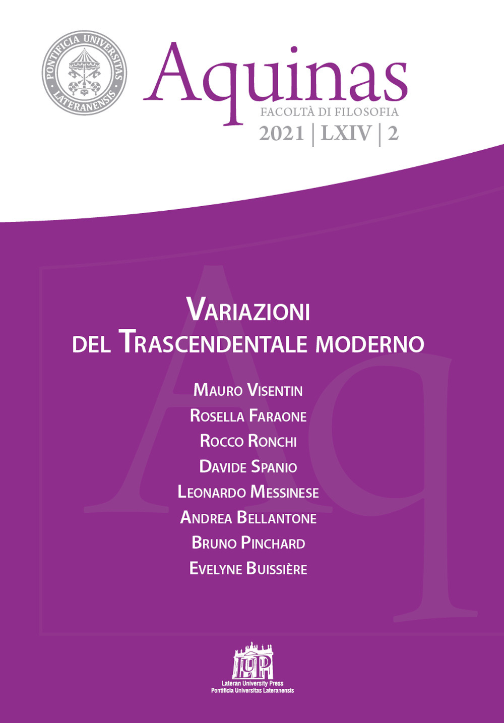 Aquinas. Rivista internazionale di filosofia. Vol. 2: Variazioni del Trascendentale moderno