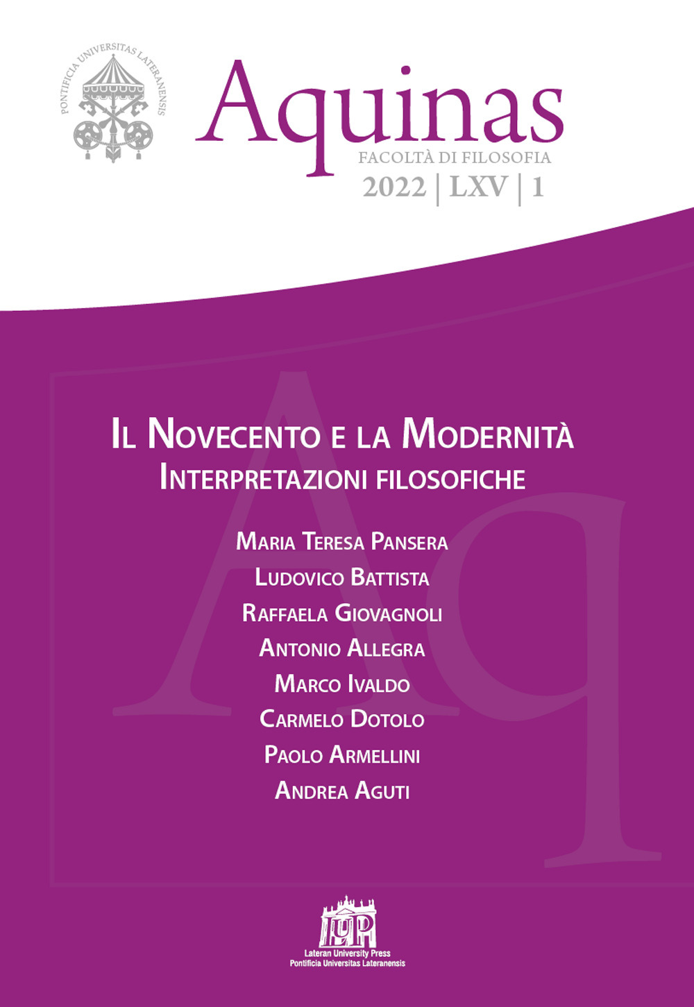 Aquinas. Rivista internazionale di filosofia. Vol. 1: Il Novecento e la modernità