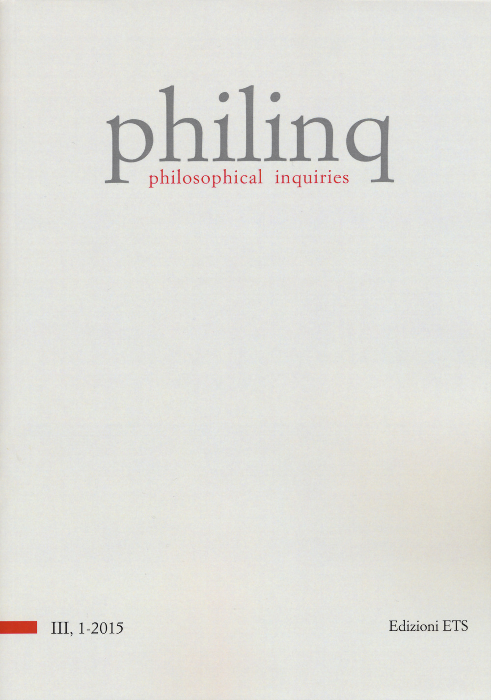 Philinq. Philosophical inquiries. Vol. 1