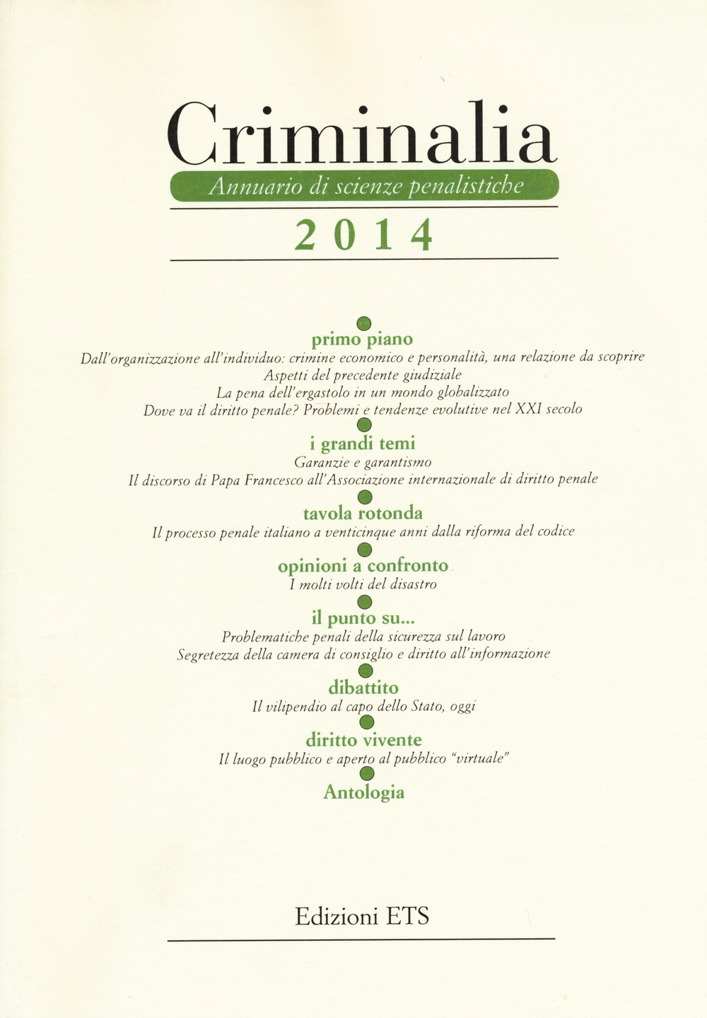 Criminalia. Annuario di scienze penalistiche