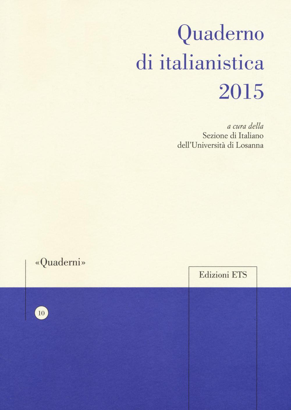 Quaderno di italianistica 2015