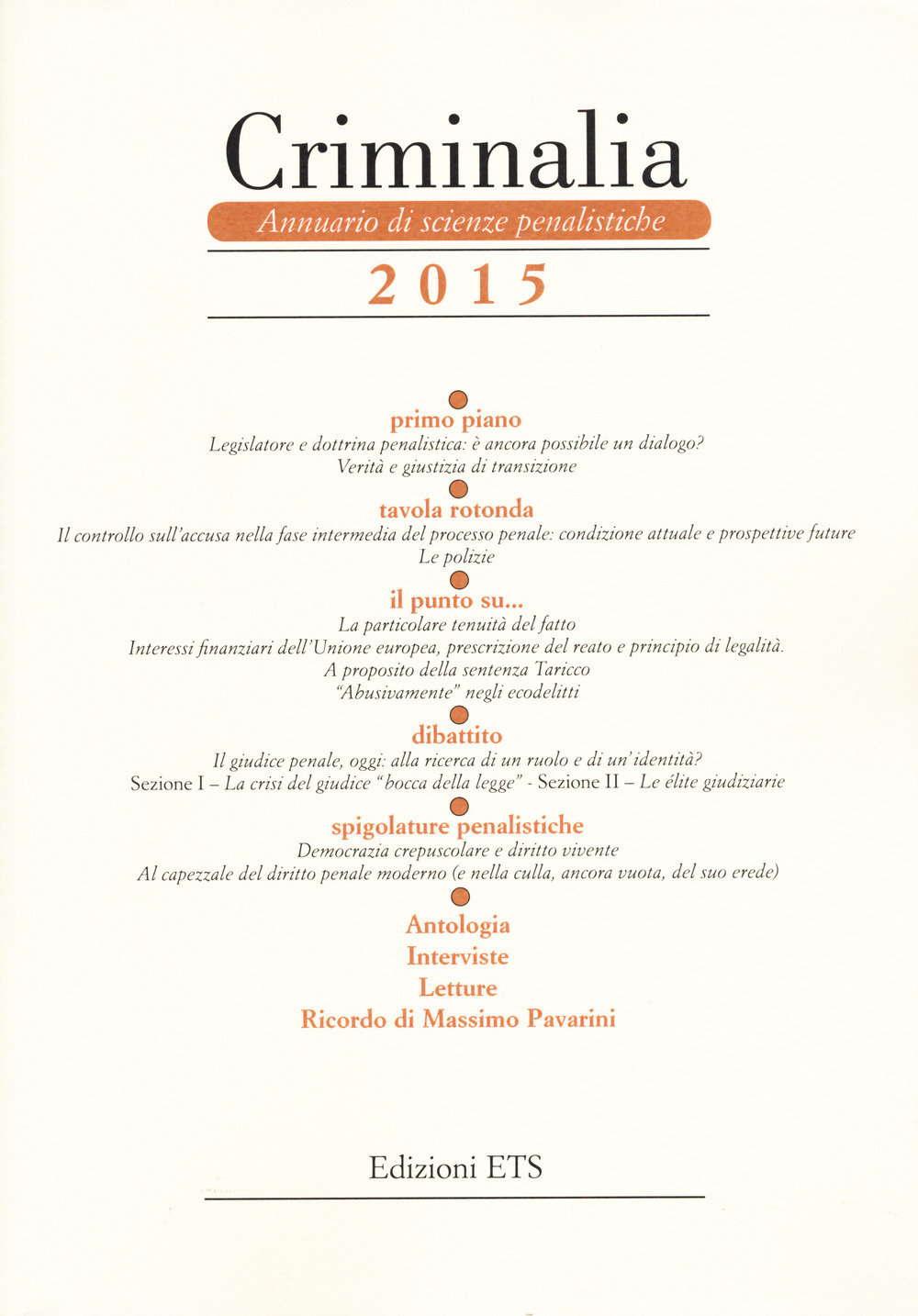 Criminalia. Annuario di scienze penalistiche