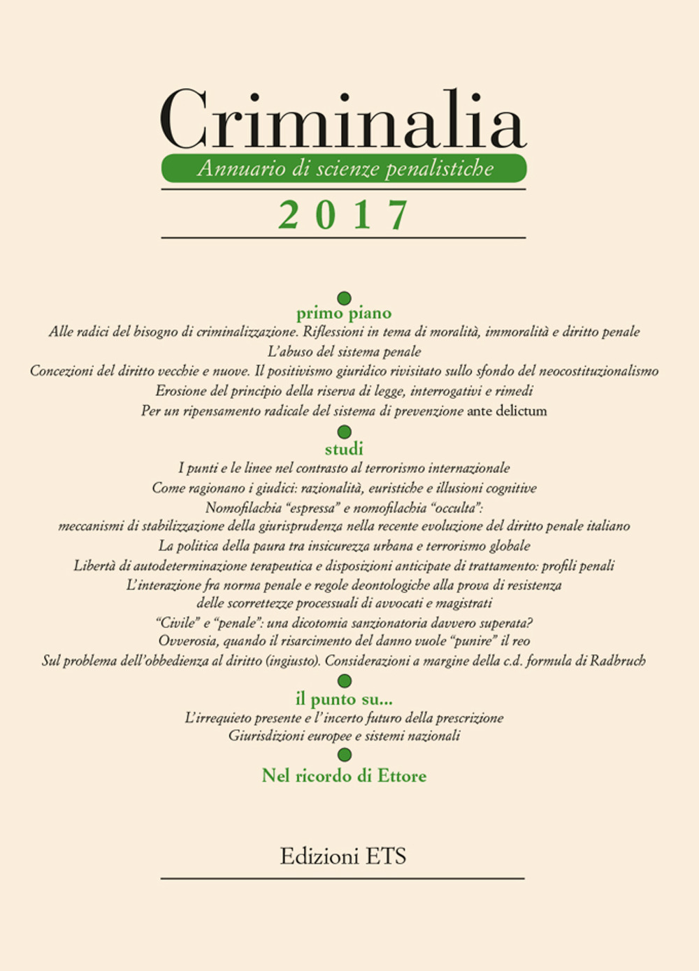 Criminalia. Annuario di scienze penalistiche. Vol. 12