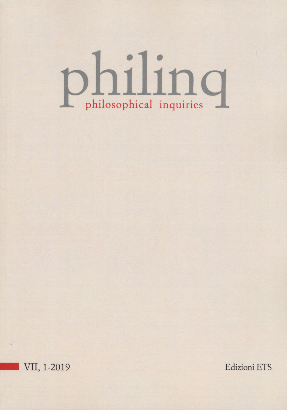 Philinq. Philosophical inquiries. Vol. 1