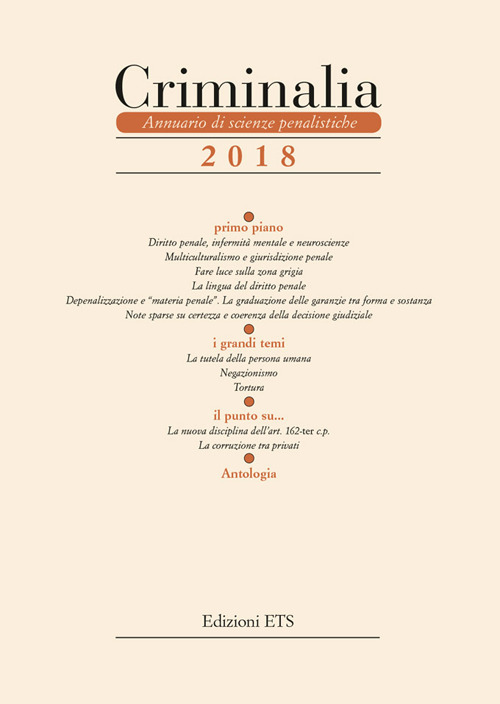 Criminalia. Annuario di scienze penalistiche