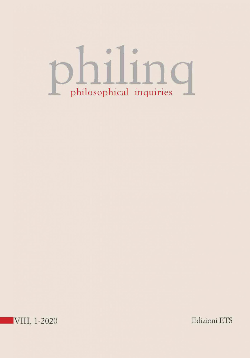 Philinq. Philosophical inquiries. Vol. 1
