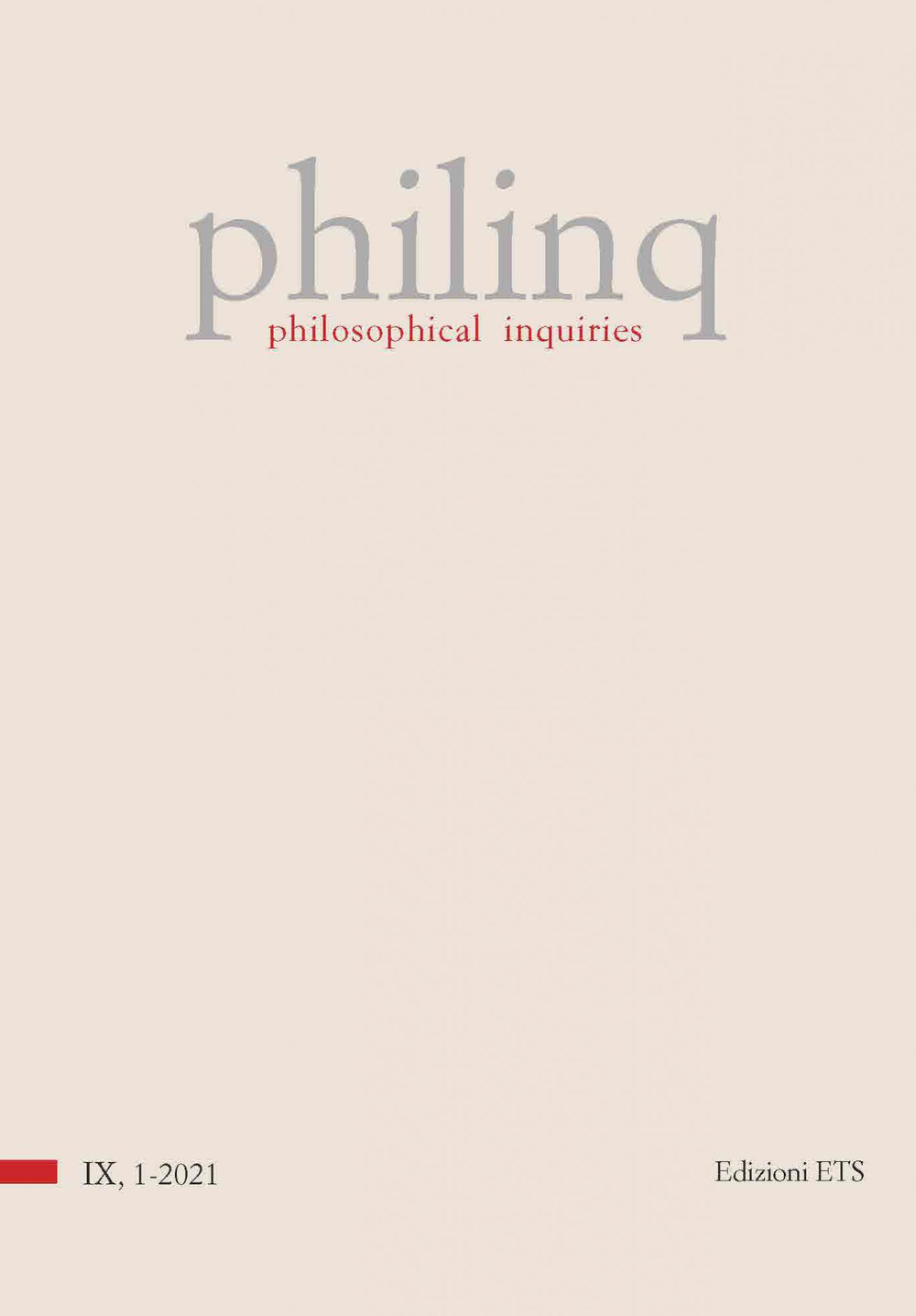 Philinq. Philosophical inquiries. Vol. 1