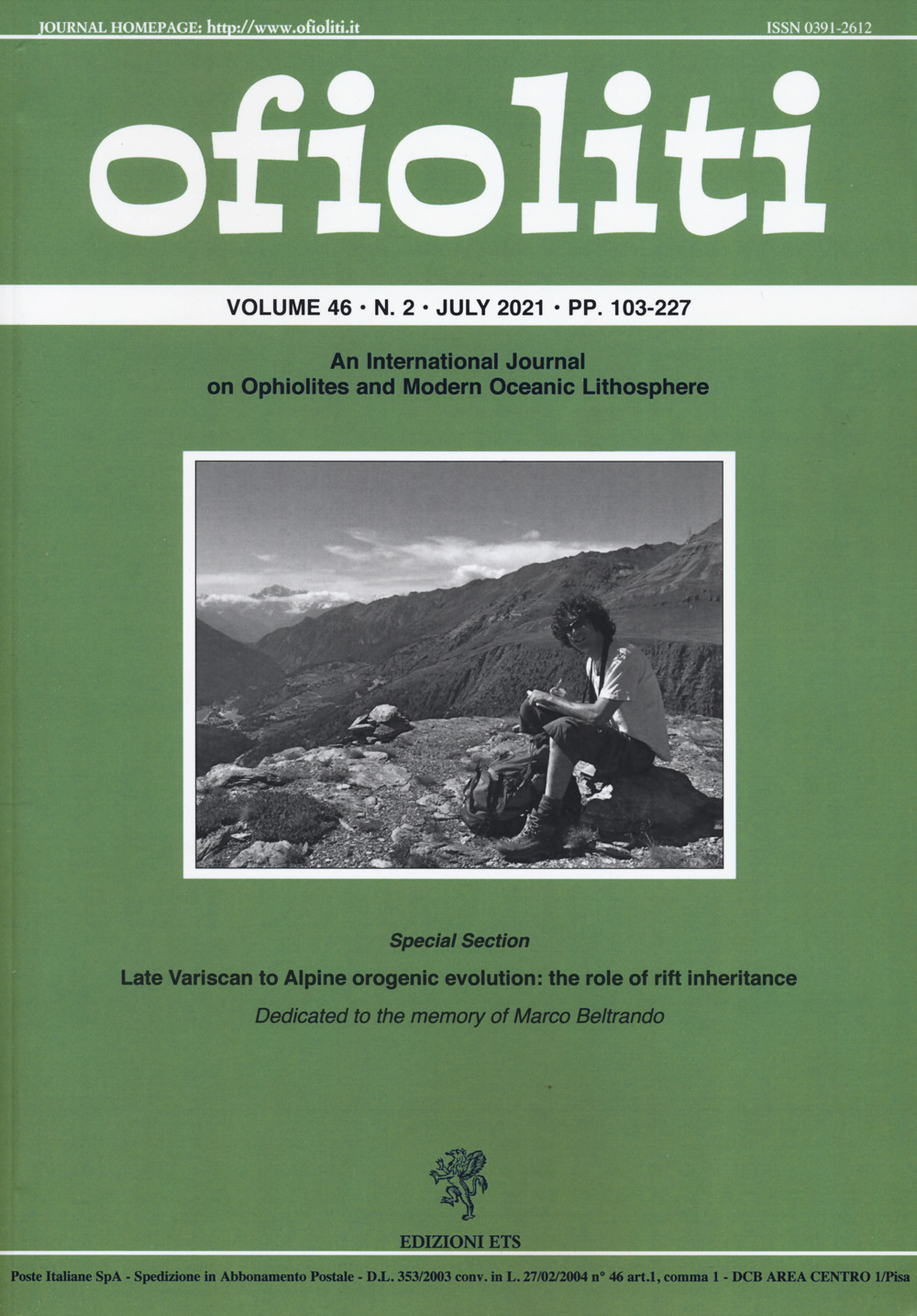 Ofioliti. An international journal on ophiolites and modern oceanic lithosphere. Vol. 46/2