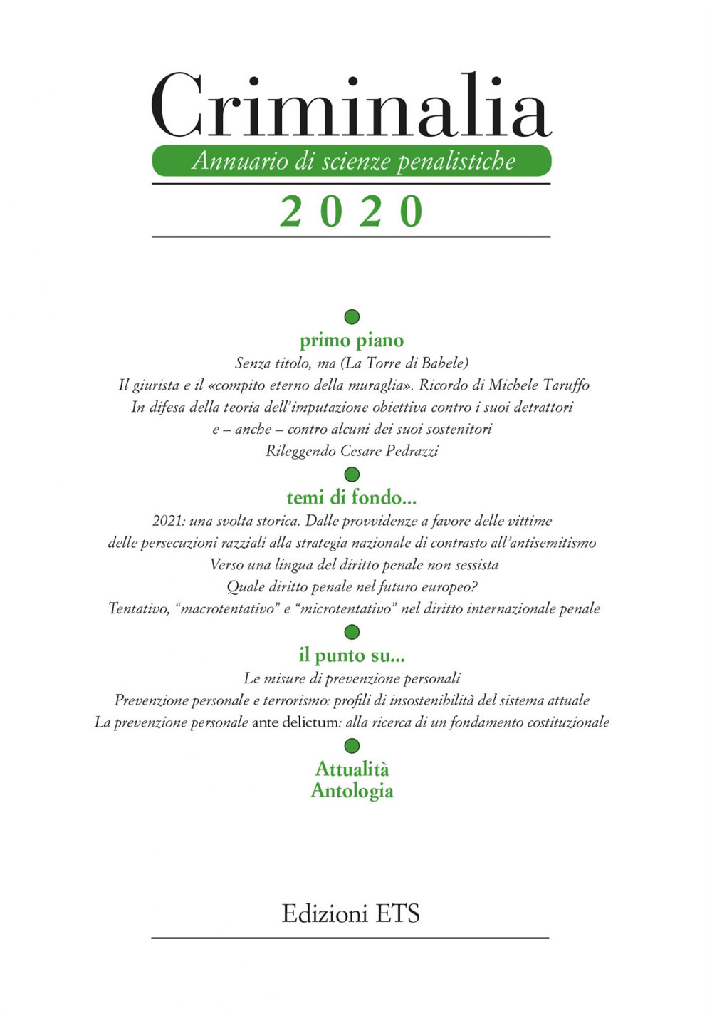 Criminalia. Annuario di scienze penalistiche