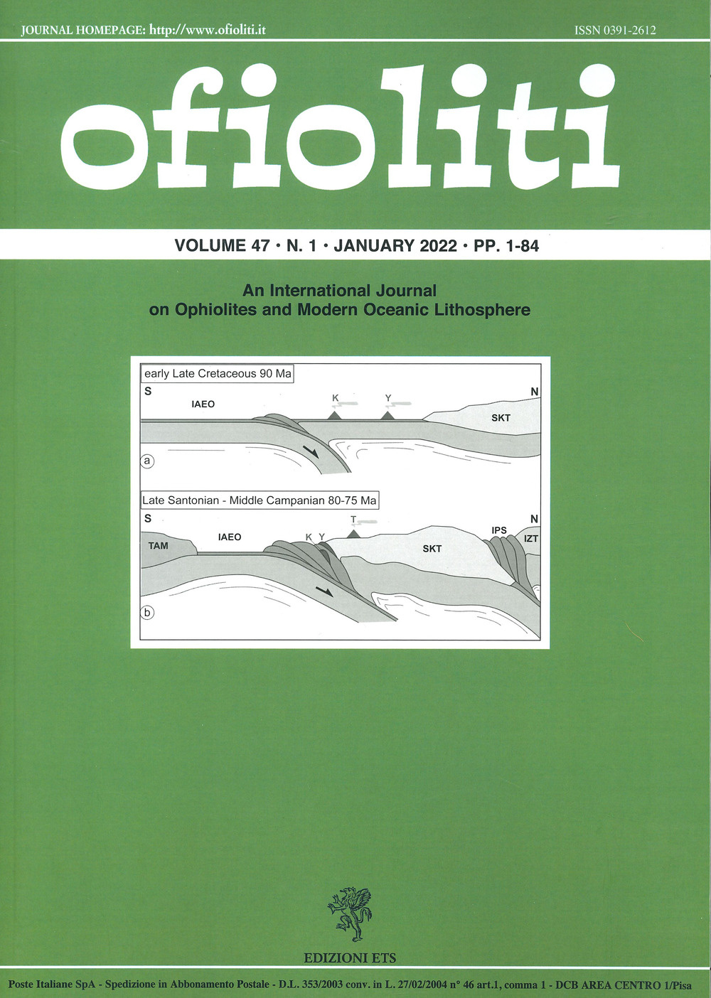 Ofioliti. An international journal on ophiolites and modern oceanic lithosphere. Vol. 47/1