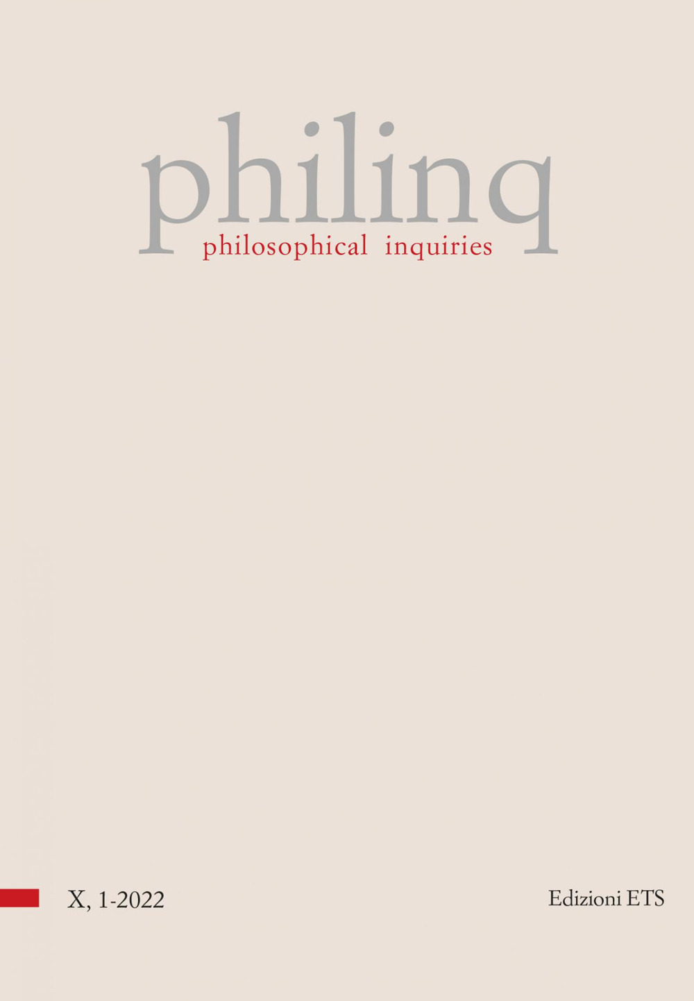 Philinq. Philosophical inquiries. Vol. 1
