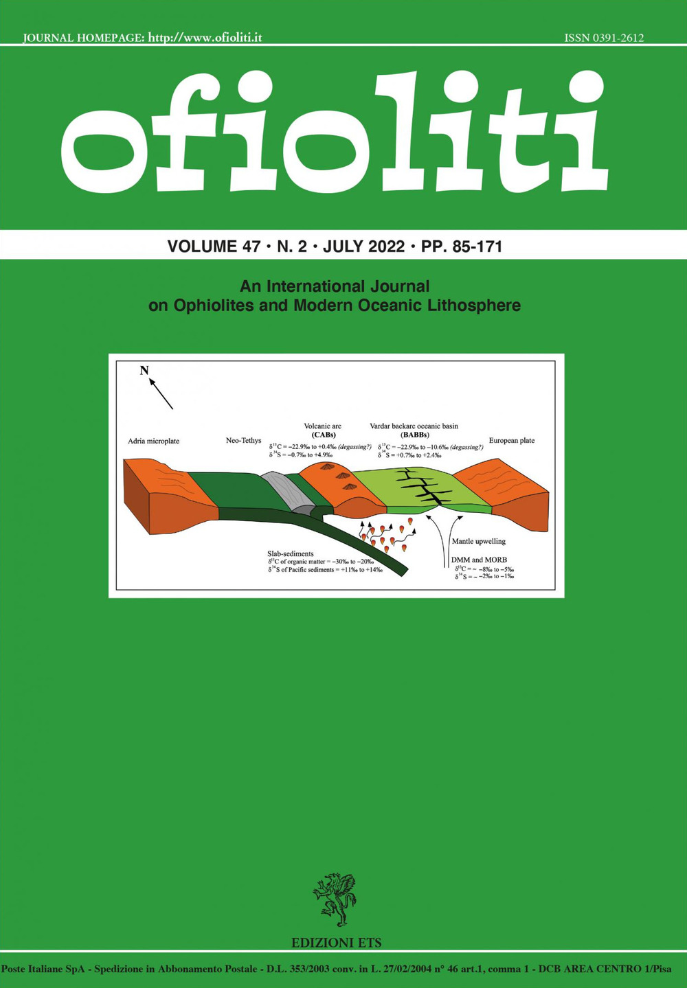 Ofioliti. An international journal on ophiolites and modern oceanic lithosphere. Vol. 47/2