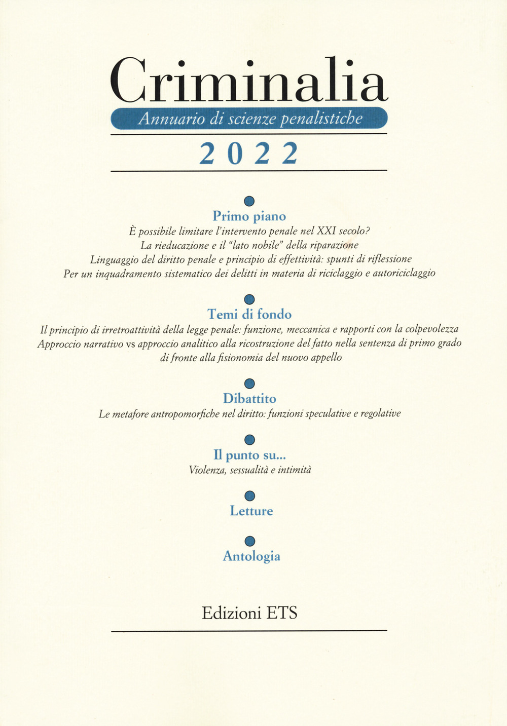 Criminalia. Annuario di scienze penalistiche