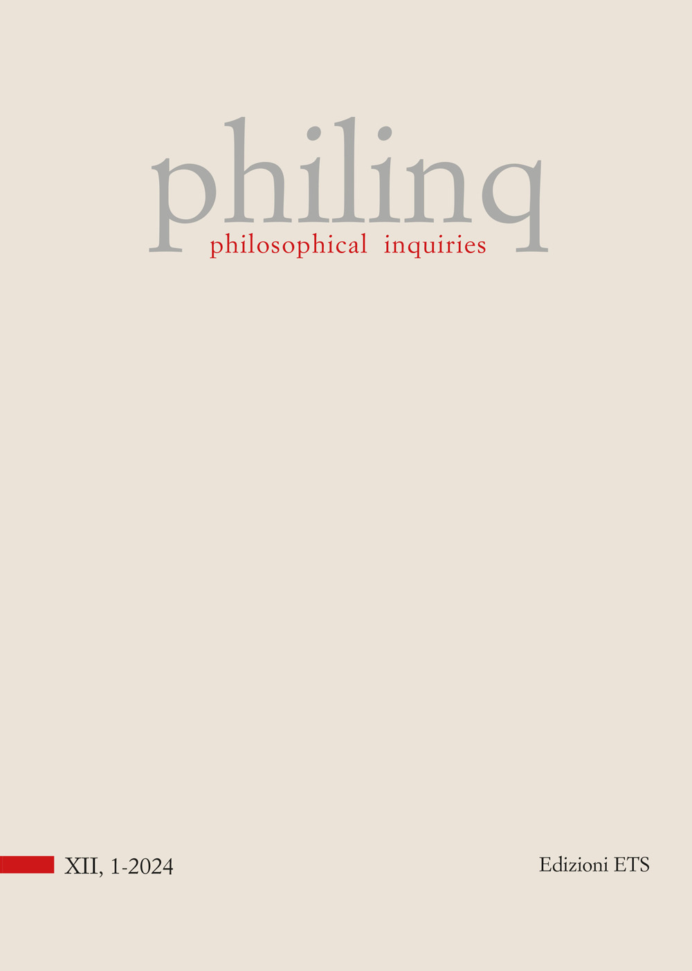 Philinq. Philosophical inquiries. Vol. 1