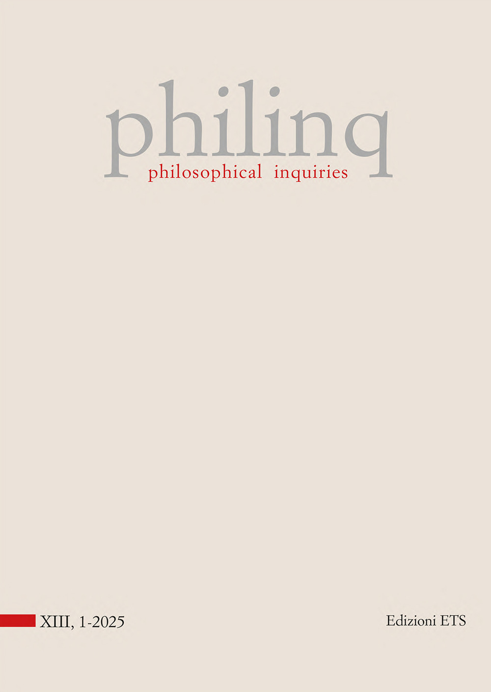 Philinq. Philosophical inquiries. Vol. 1