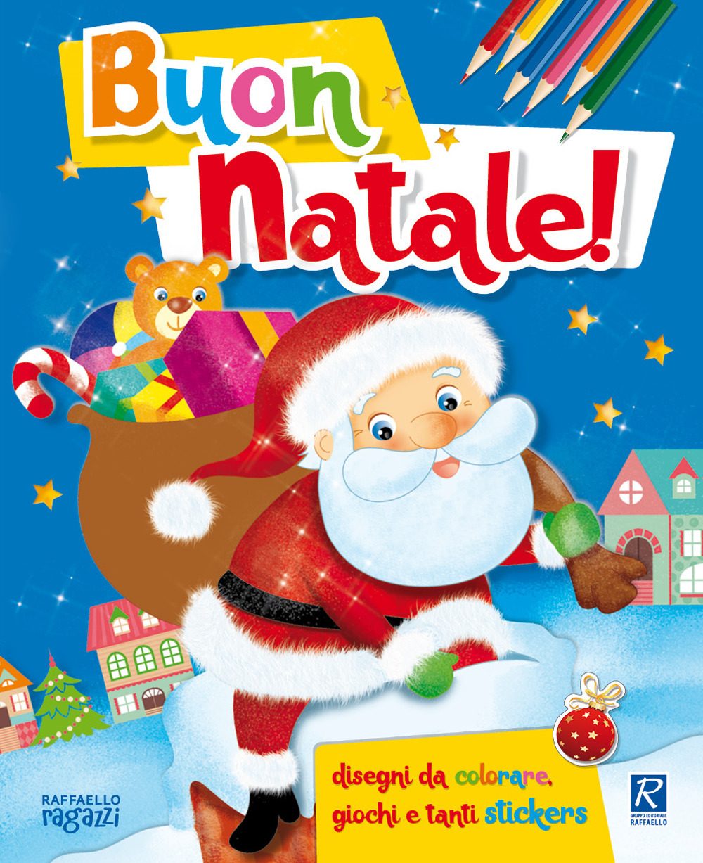 Buon Natale! Coloro con gli stickers. Con adesivi