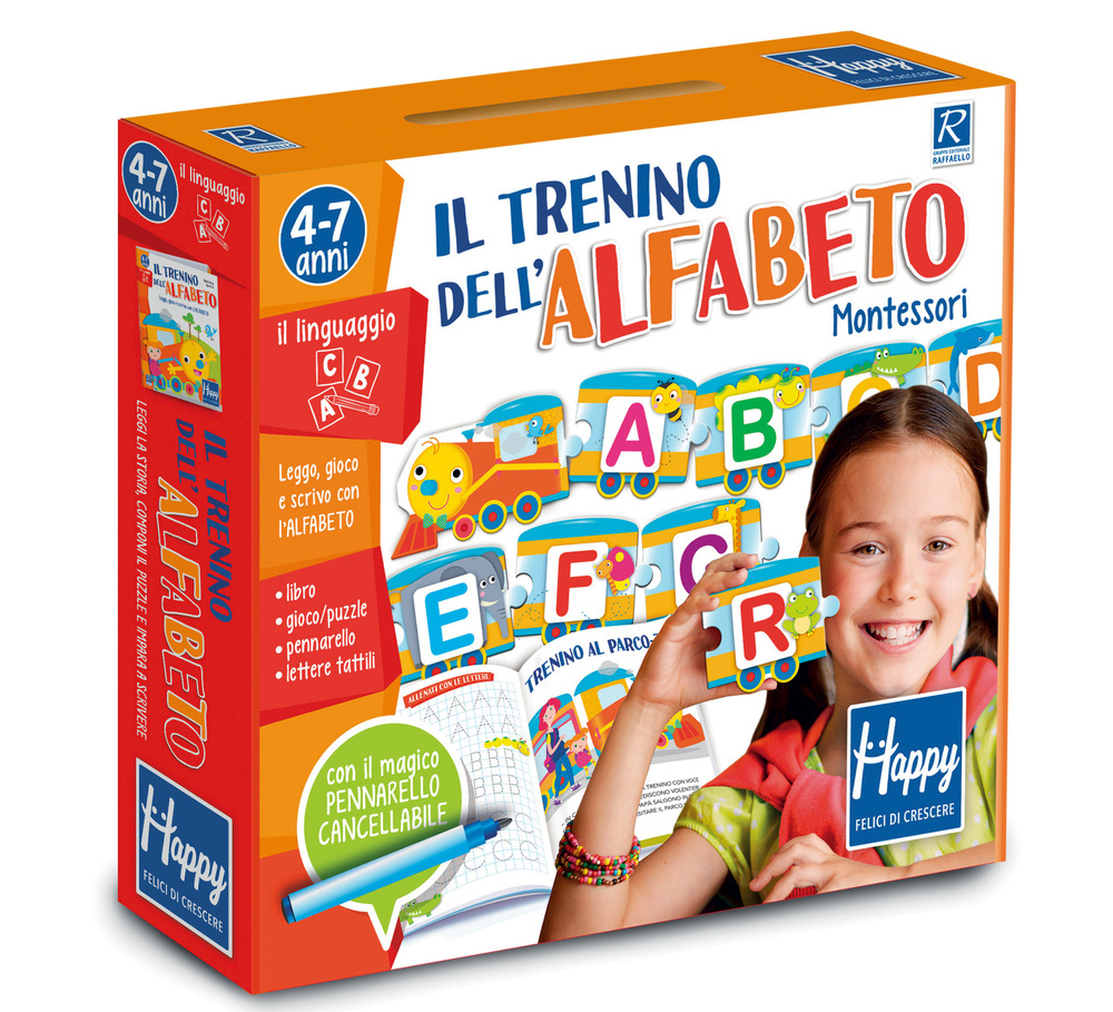 Il trenino dell'alfabeto Montessori. Happy