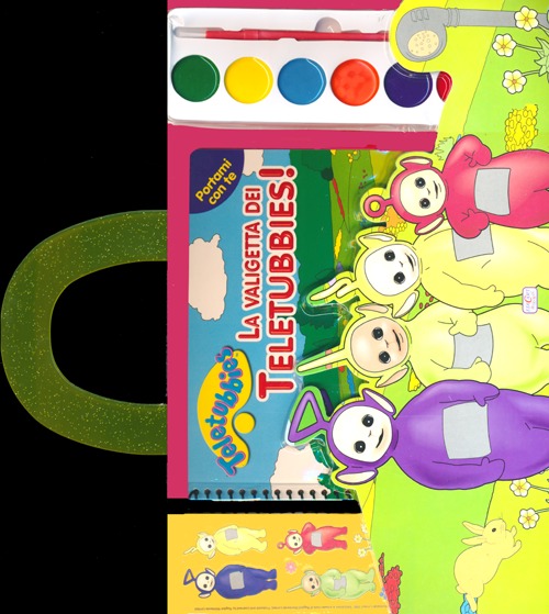 La valigetta dei Teletubbies e adesivi!