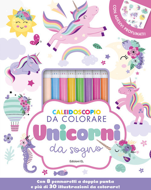 Caleidoscopio da colorare. Unicorni da sogno