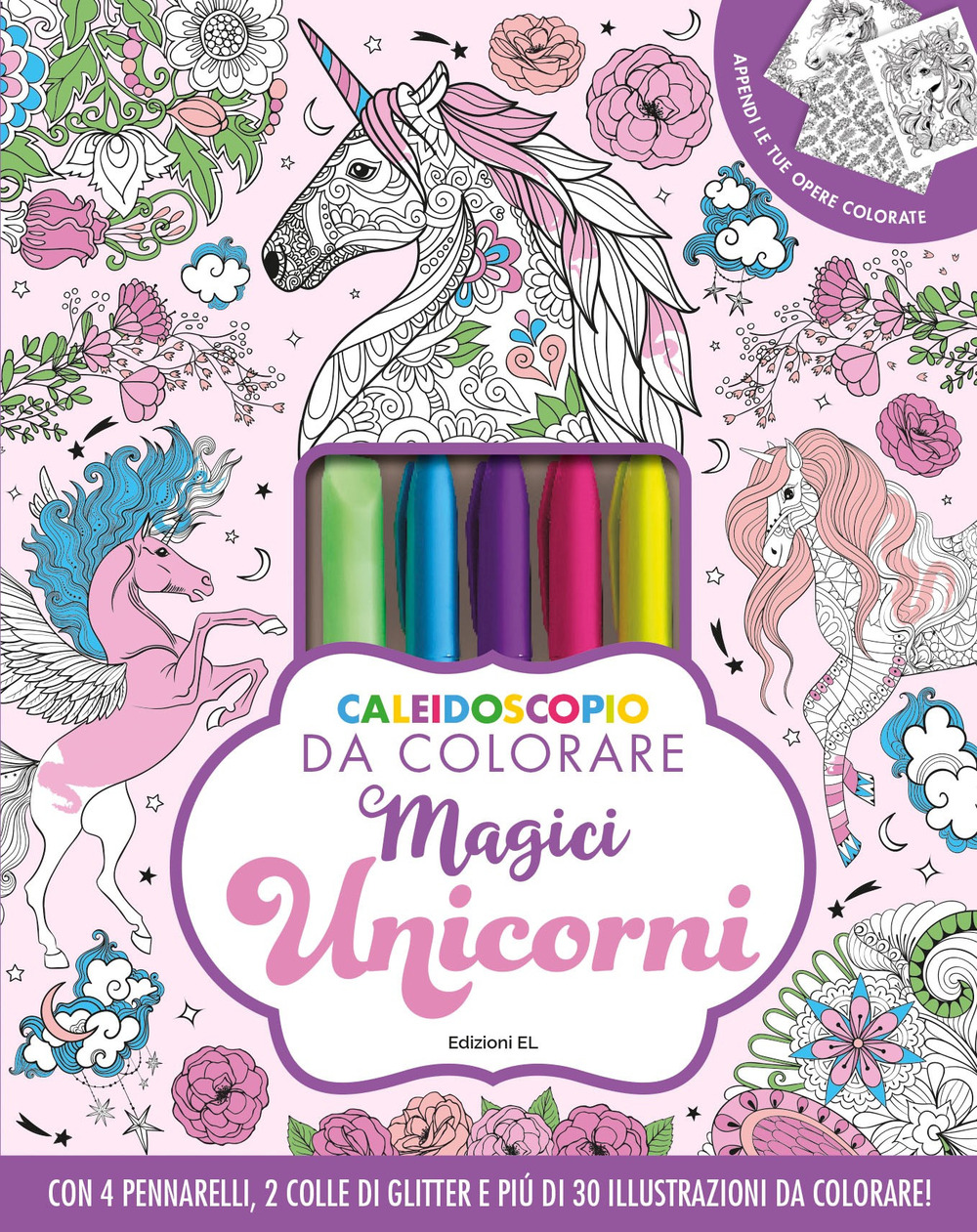 Caleidoscopio da colorare. Magici unicorni