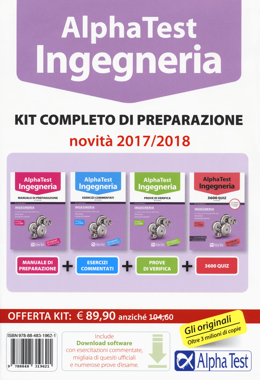 Alpha Test. Ingegneria. Kit completo di preparazione. Manuale di preparazione-Esercizi commentati-Prove di verifica-3800 quiz