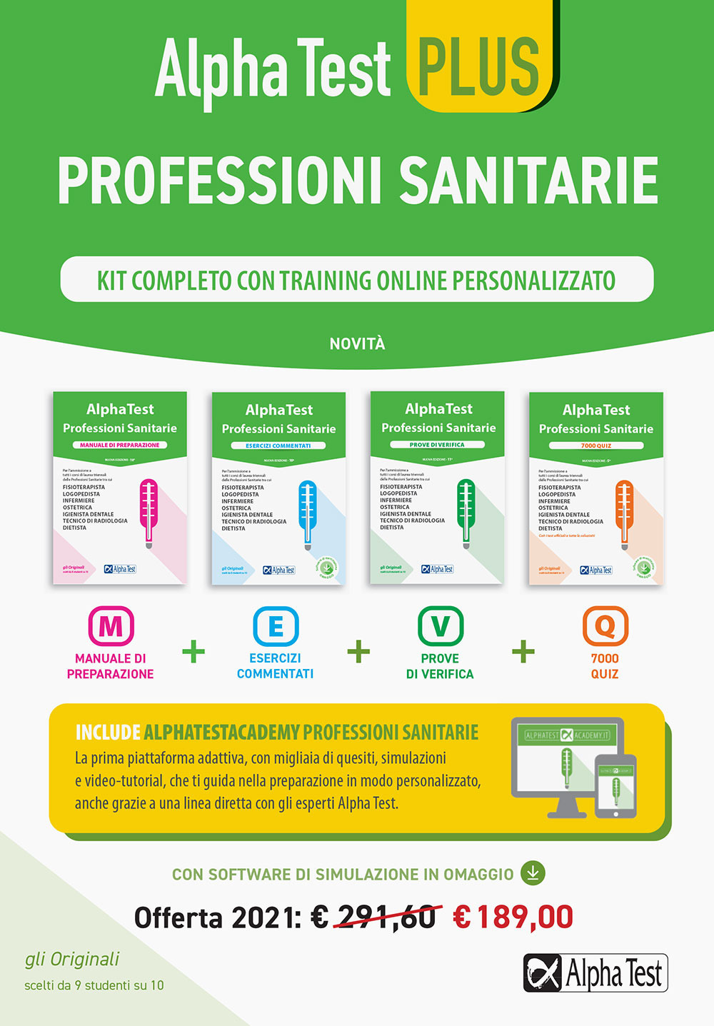 Alpha Test plus. Professioni sanitarie. Kit completo di preparazione con training online personalizzato
