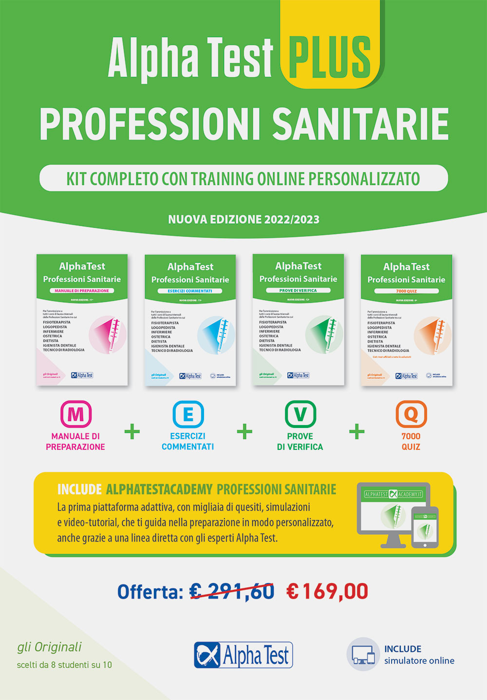 Alpha Test plus. Professioni sanitarie. Kit completo di preparazione con training online personalizzato