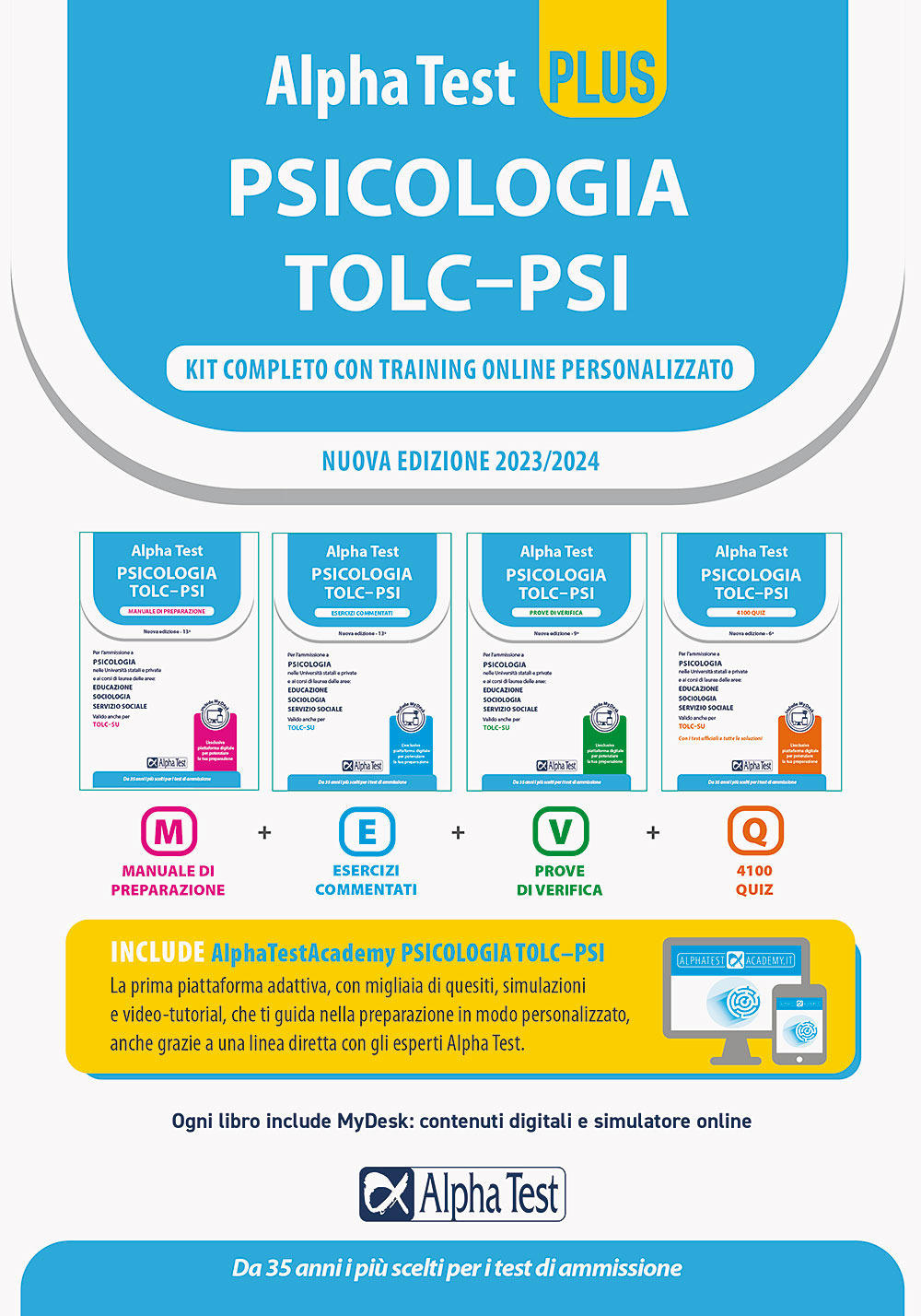 Alpha Test plus psicologia TOLC-PSI. Kit completo di preparazione con training on line personalizzato