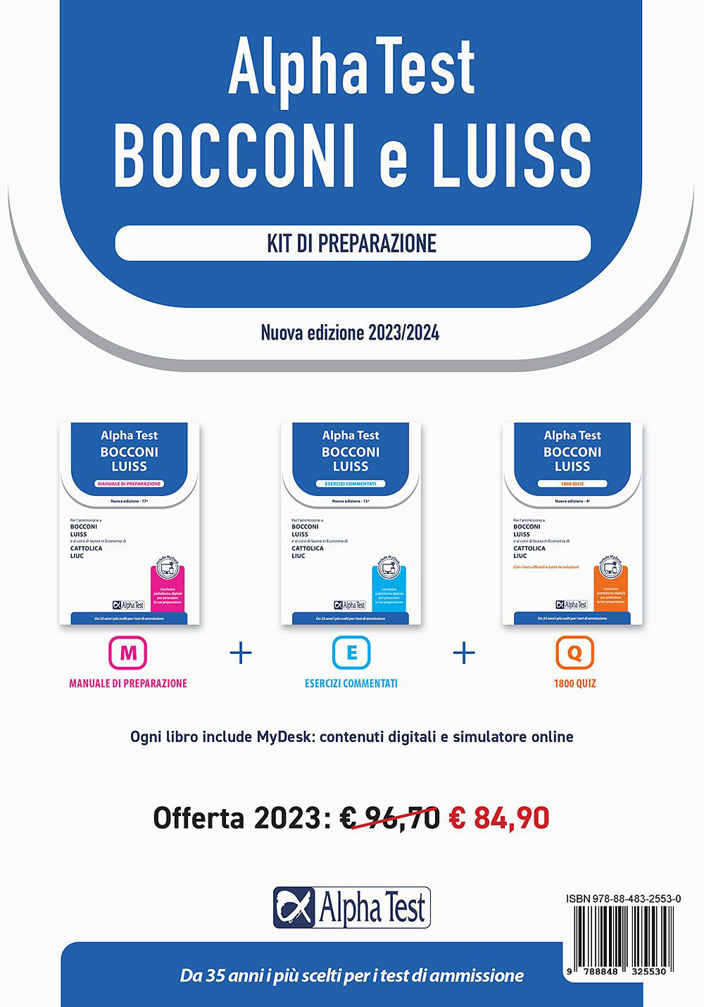 Alpha Test Bocconi Luiss. Kit di preparazione: Manuale di preparazione-Esercizi commentati-1800 quiz
