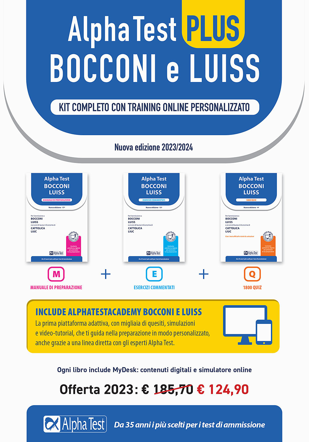 Alpha Test plus Bocconi e Luiss. Kit completo di preparazione con training on line