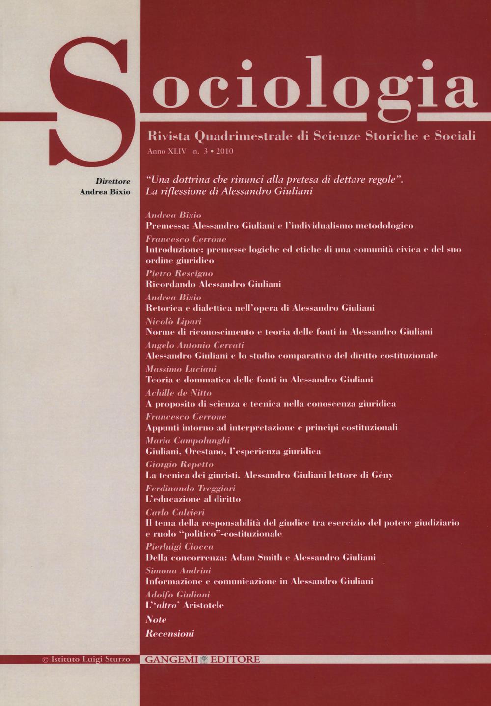 Sociologia. Rivista quadrimestrale di scienze storiche e sociali. Vol. 3