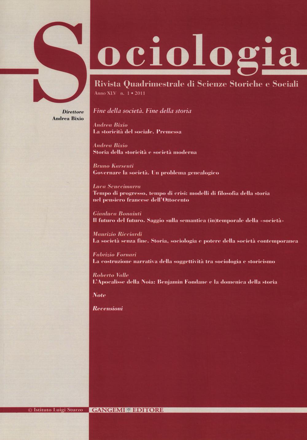 Sociologia. Rivista quadrimestrale di scienze storiche e sociali. Vol. 1