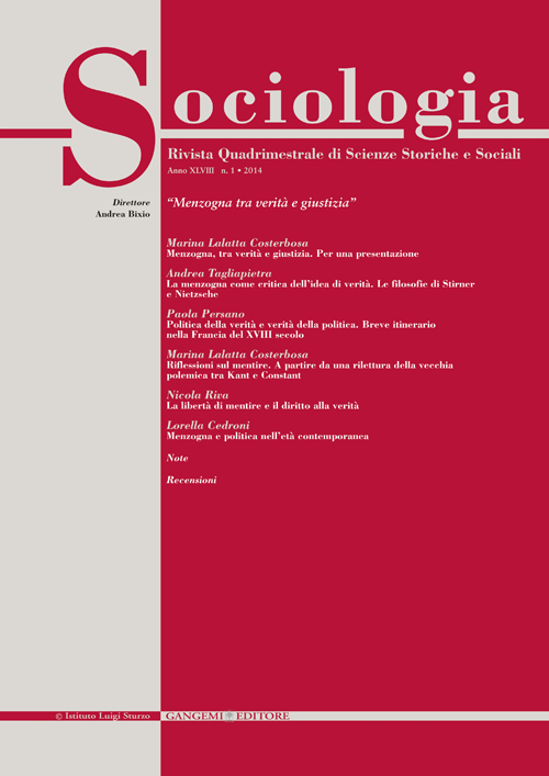 Sociologia. Rivista quadrimestrale di scienze storiche e sociali. Vol. 1