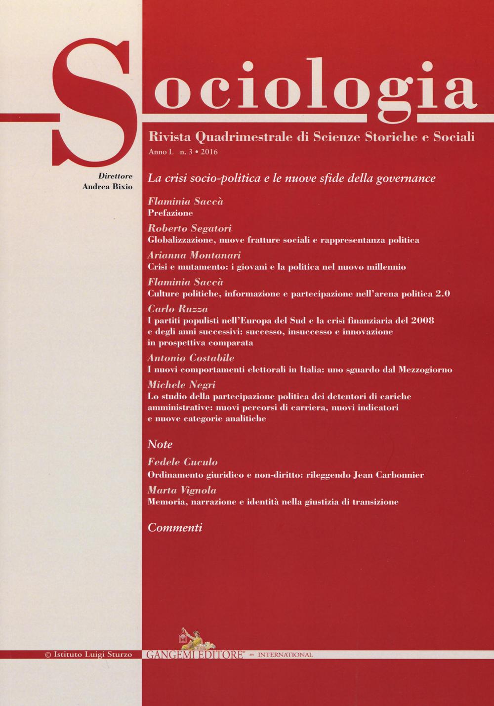 Sociologia. Rivista quadrimestrale di scienze storiche e sociali. Vol. 3