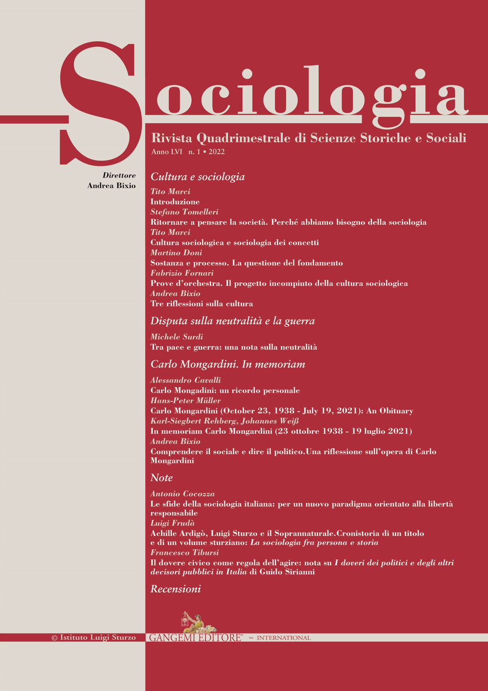 Sociologia. Rivista quadrimestrale di scienze storiche e sociali. Vol. 1