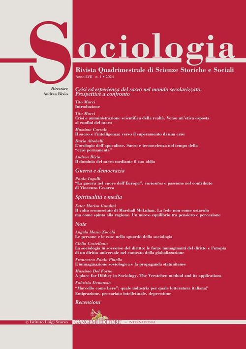 Sociologia. Rivista quadrimestrale di scienze storiche e sociali. Vol. 1