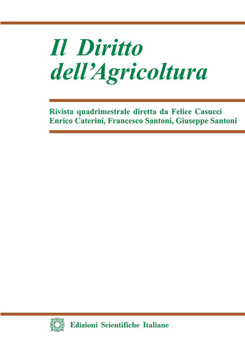 Il diritto dell'agricoltura. Vol. 1