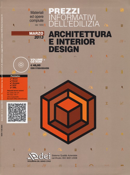 Prezzi informativi dell'edilizia. Architettura e interior design. Marzo 2013