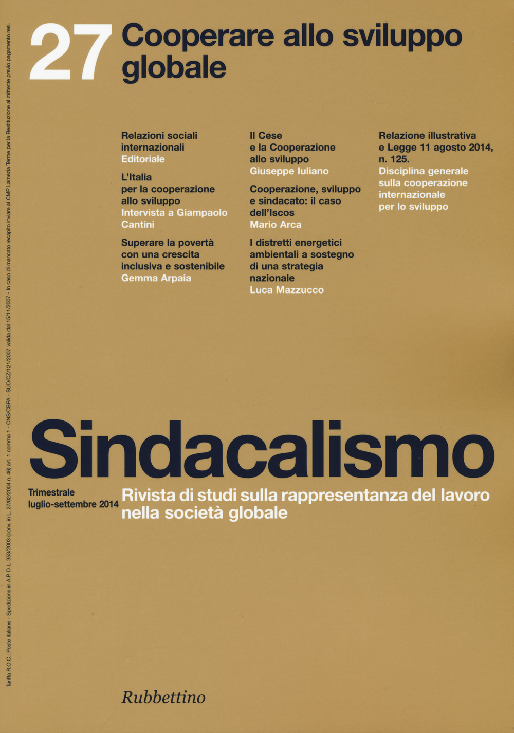 Sindacalismo. Vol. 27