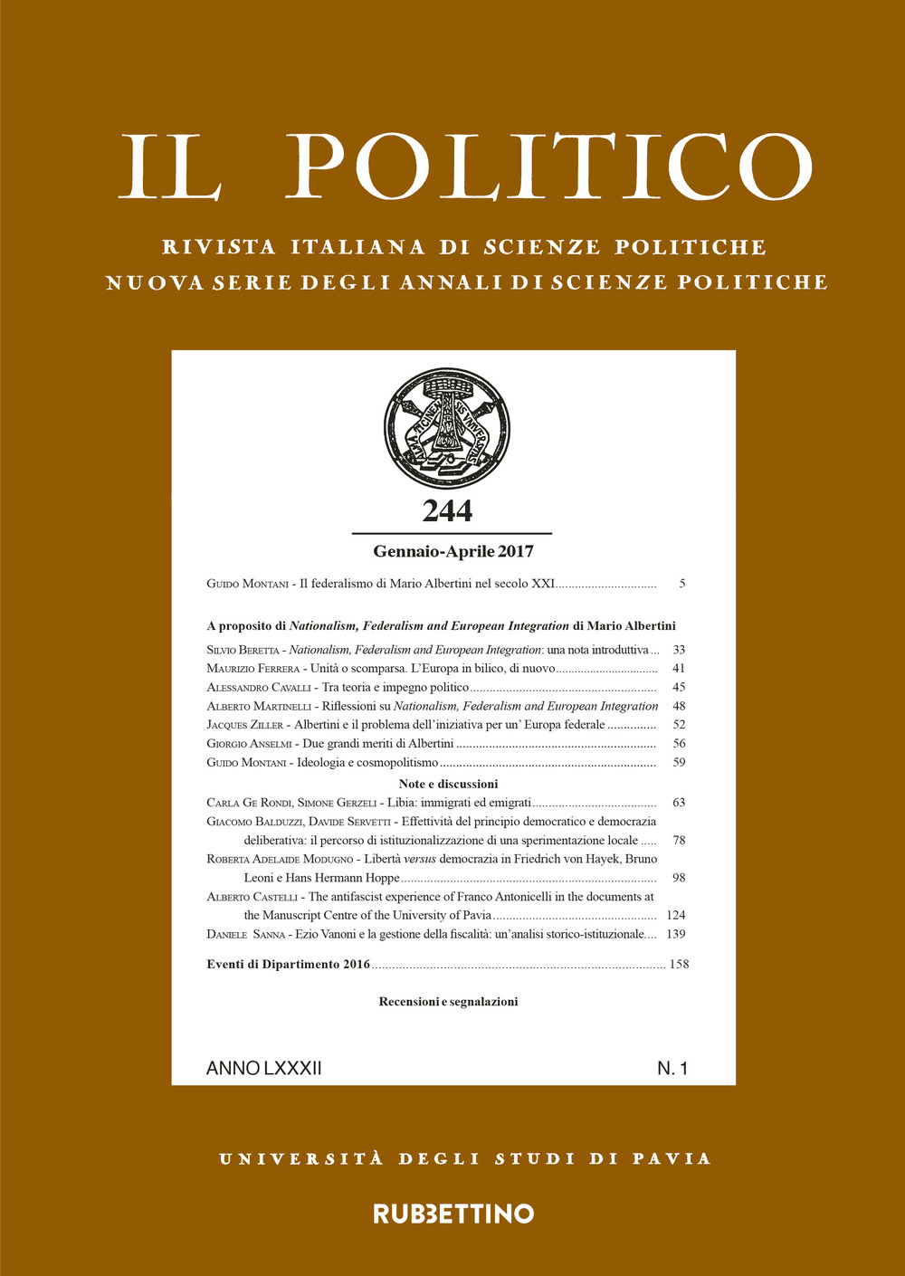 Il politico. Rivista italiana di scienze politiche. Vol. 1