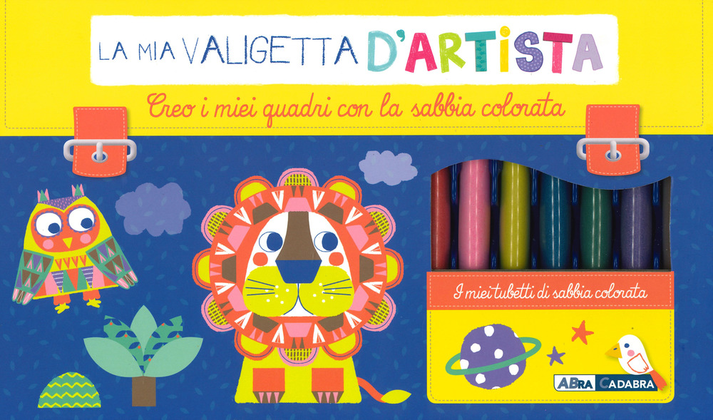 Creo i miei quadri con sabbie colorate. La mia valigetta d'artista