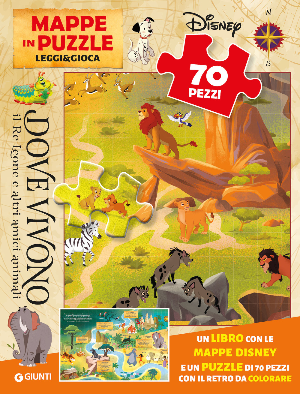 Dove vivono il Re Leone e altri amici animali. Mappe in puzzle. Leggi&Gioca